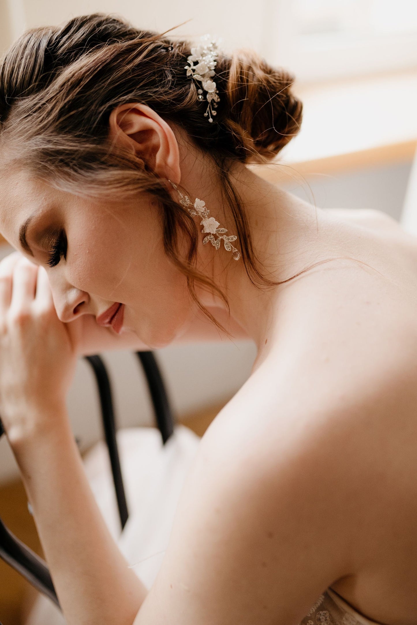 Harper - Boho Brautohrringe mit Zirkonzweigen
