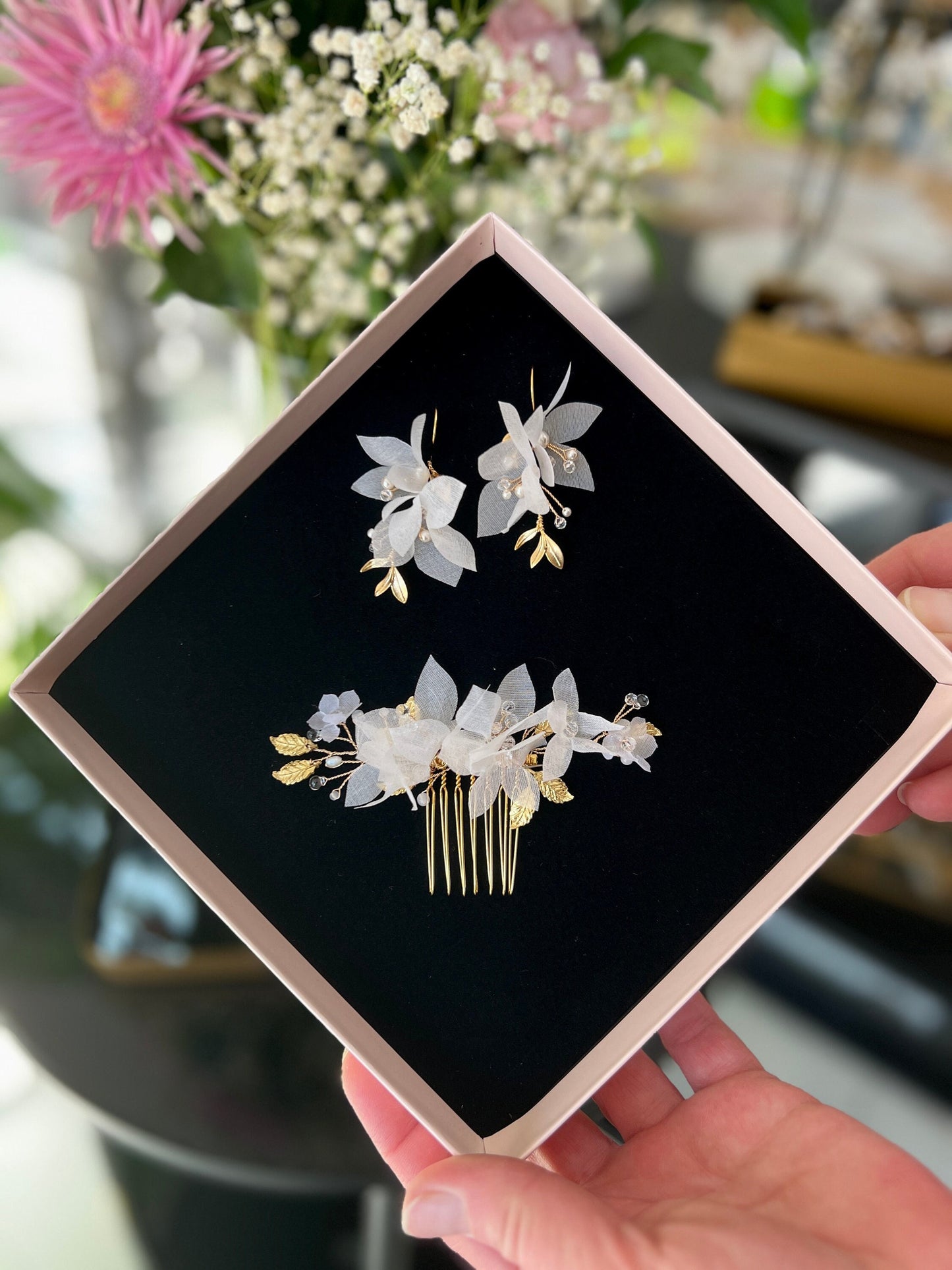 Hochzeitsschmuckset - Ohrringe & Haarkamm