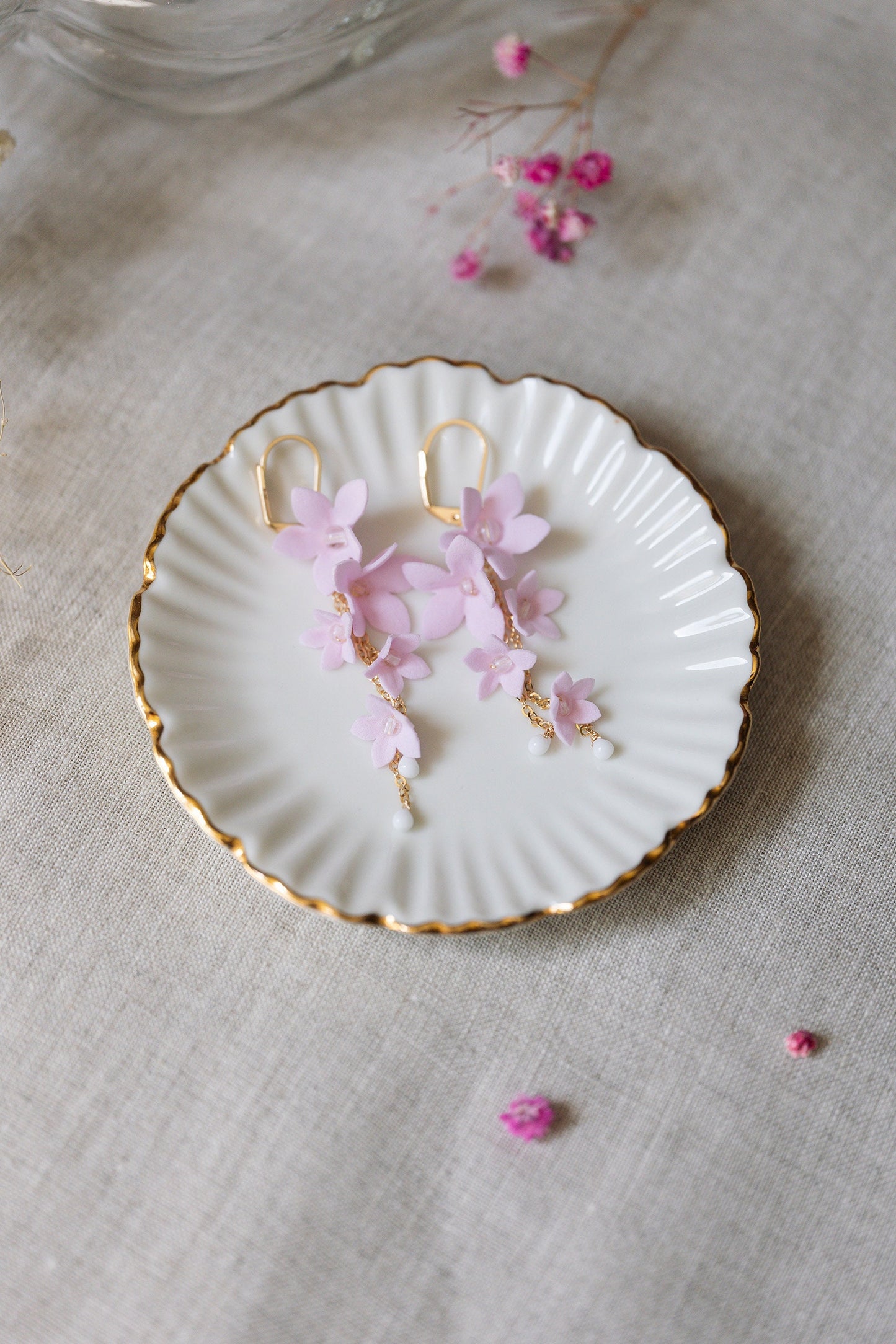 Hellrosa Helenka - Blumen Hochzeitsohrringe