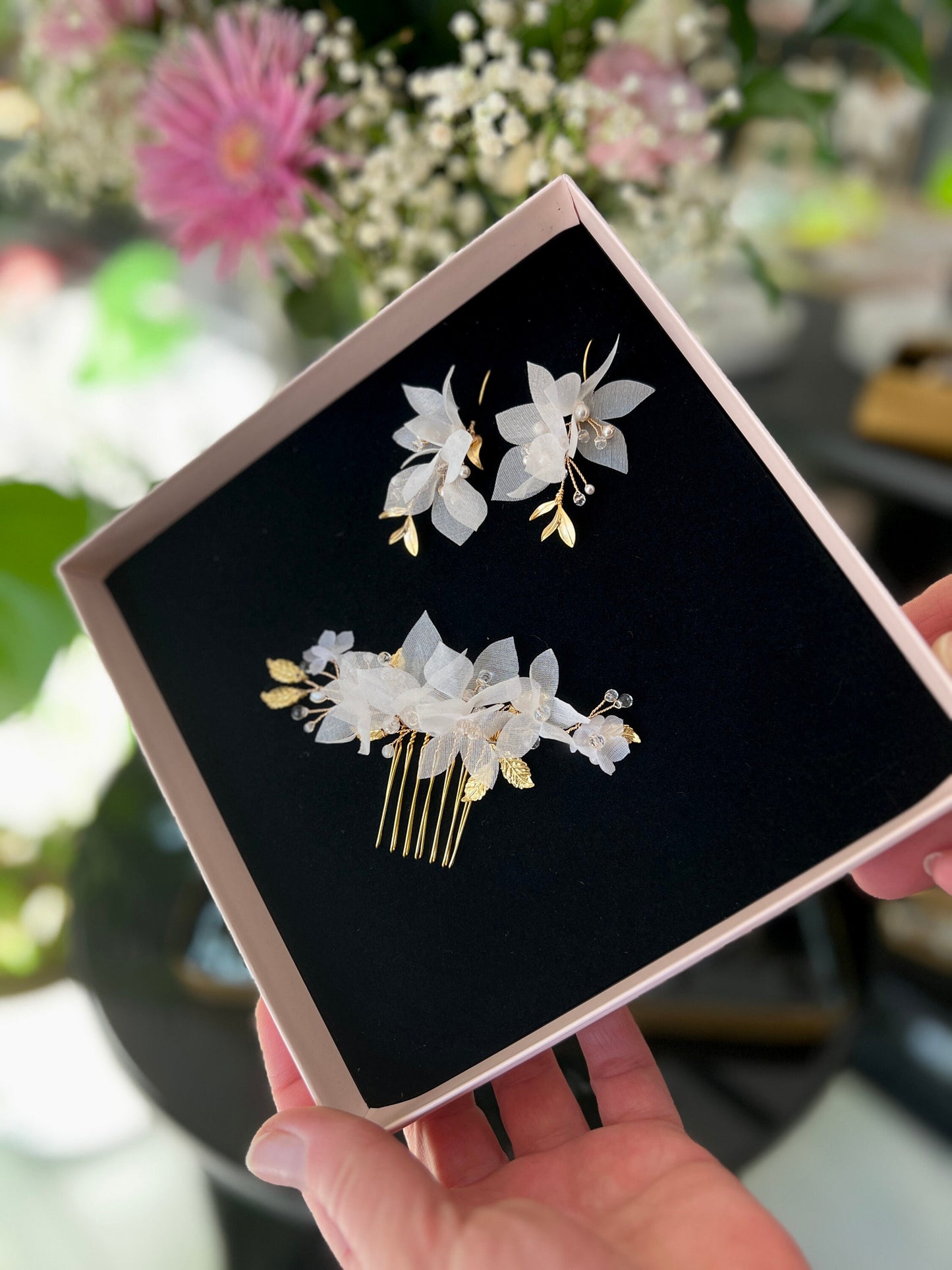 Hochzeitsschmuckset - Ohrringe & Haarkamm