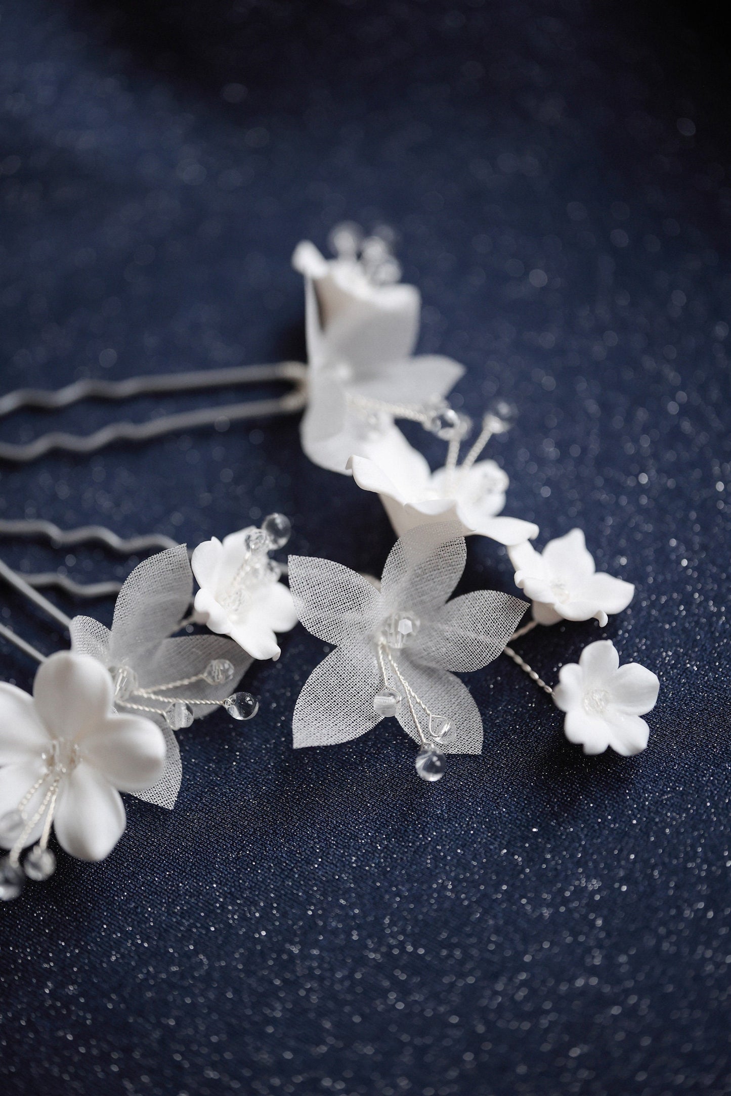 Mistianaa - Weiße Blumen Haarnadeln für die Hochzeit