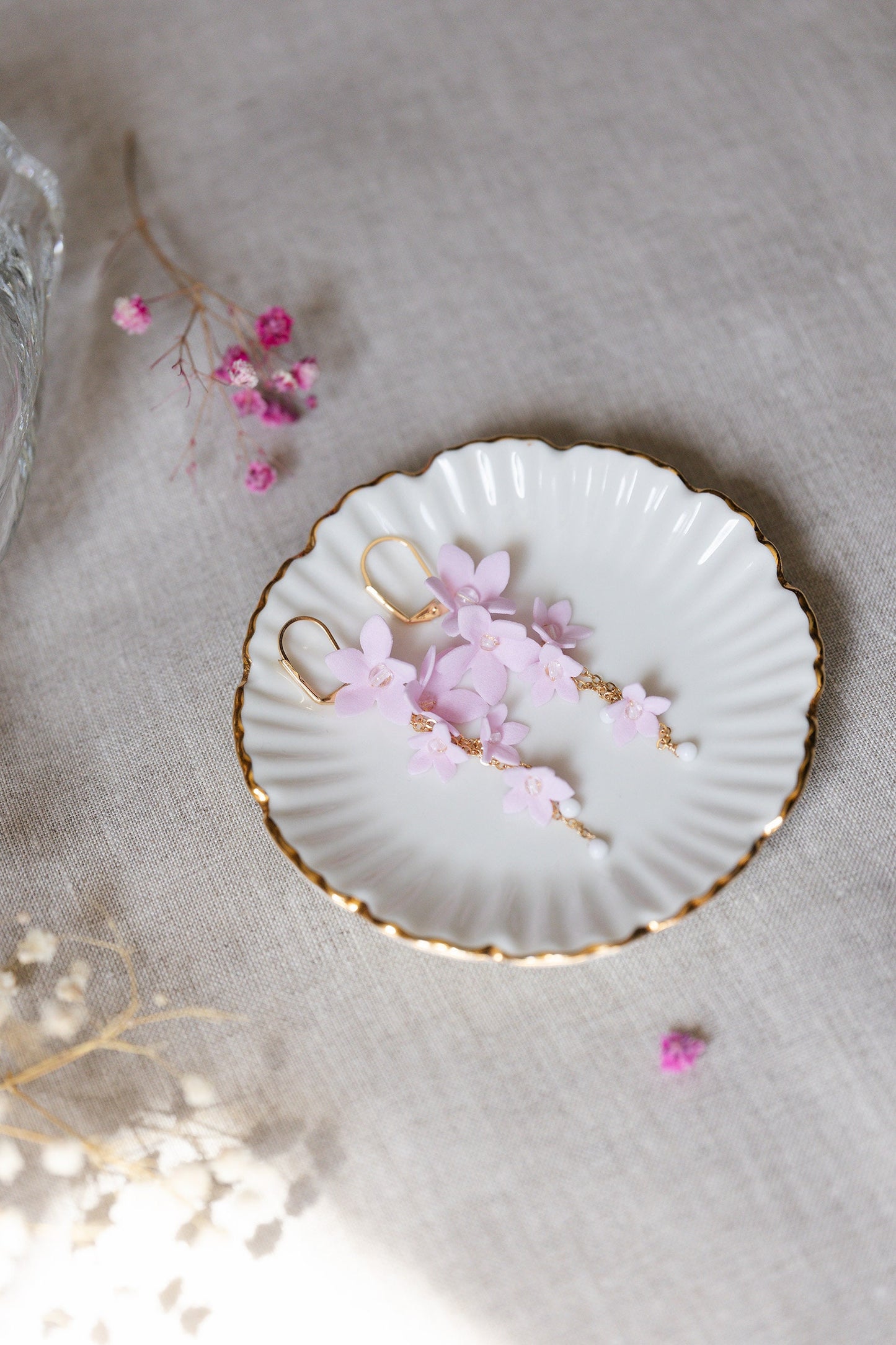 Hellrosa Helenka - Blumen Hochzeitsohrringe