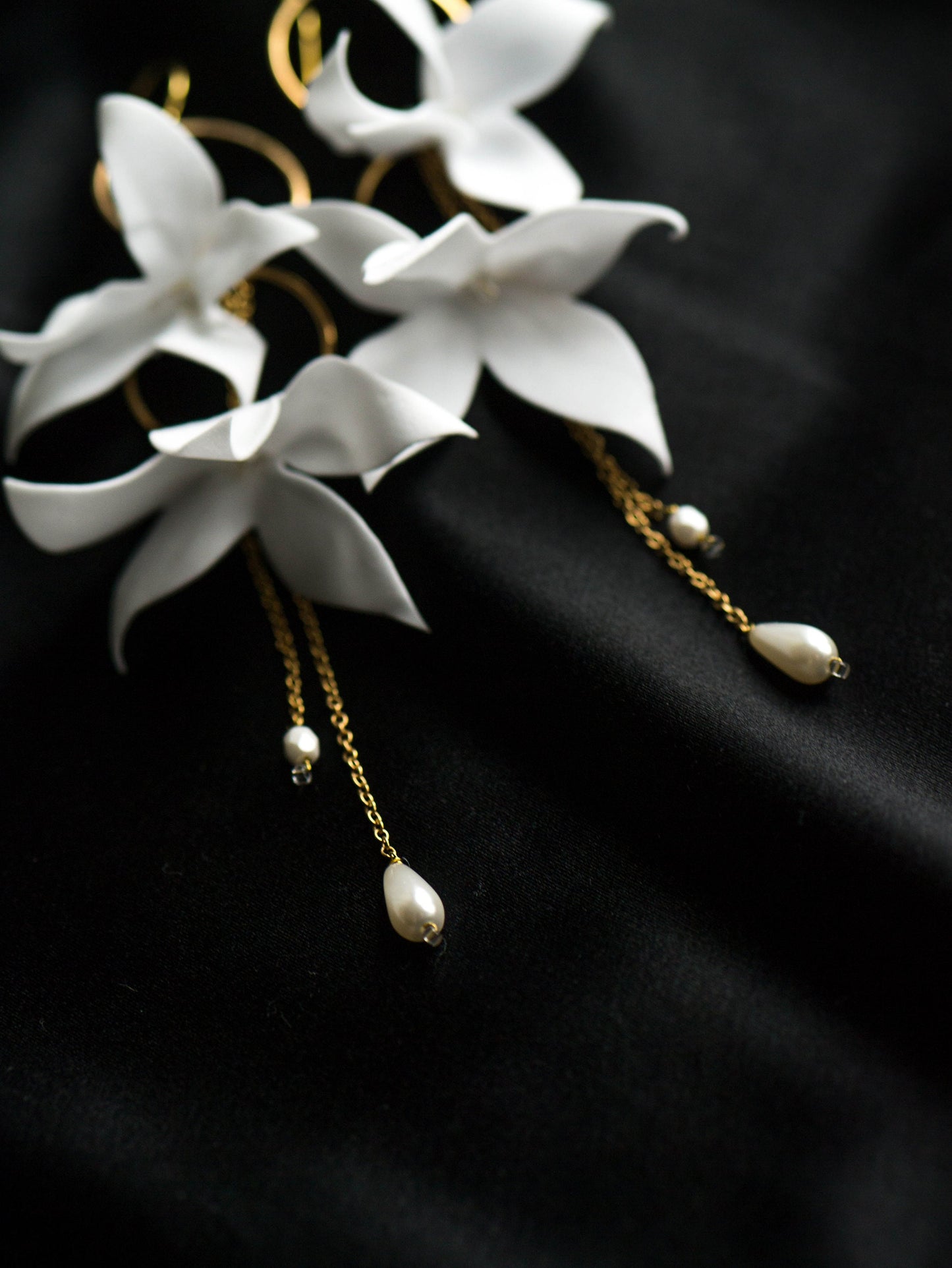 Helen Pearl - Blumen Hochzeitsohrringe