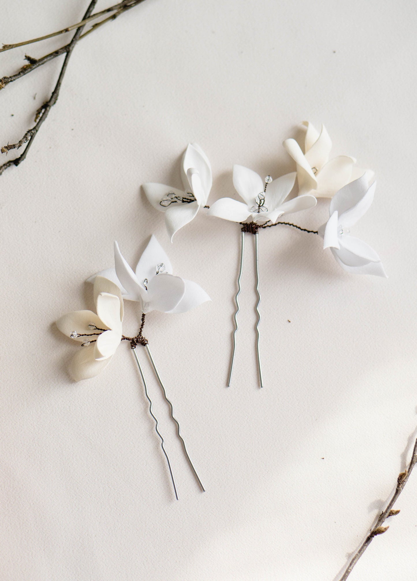 Florence – 2 Haarnadeln mit Blumenmotiv für die Hochzeit