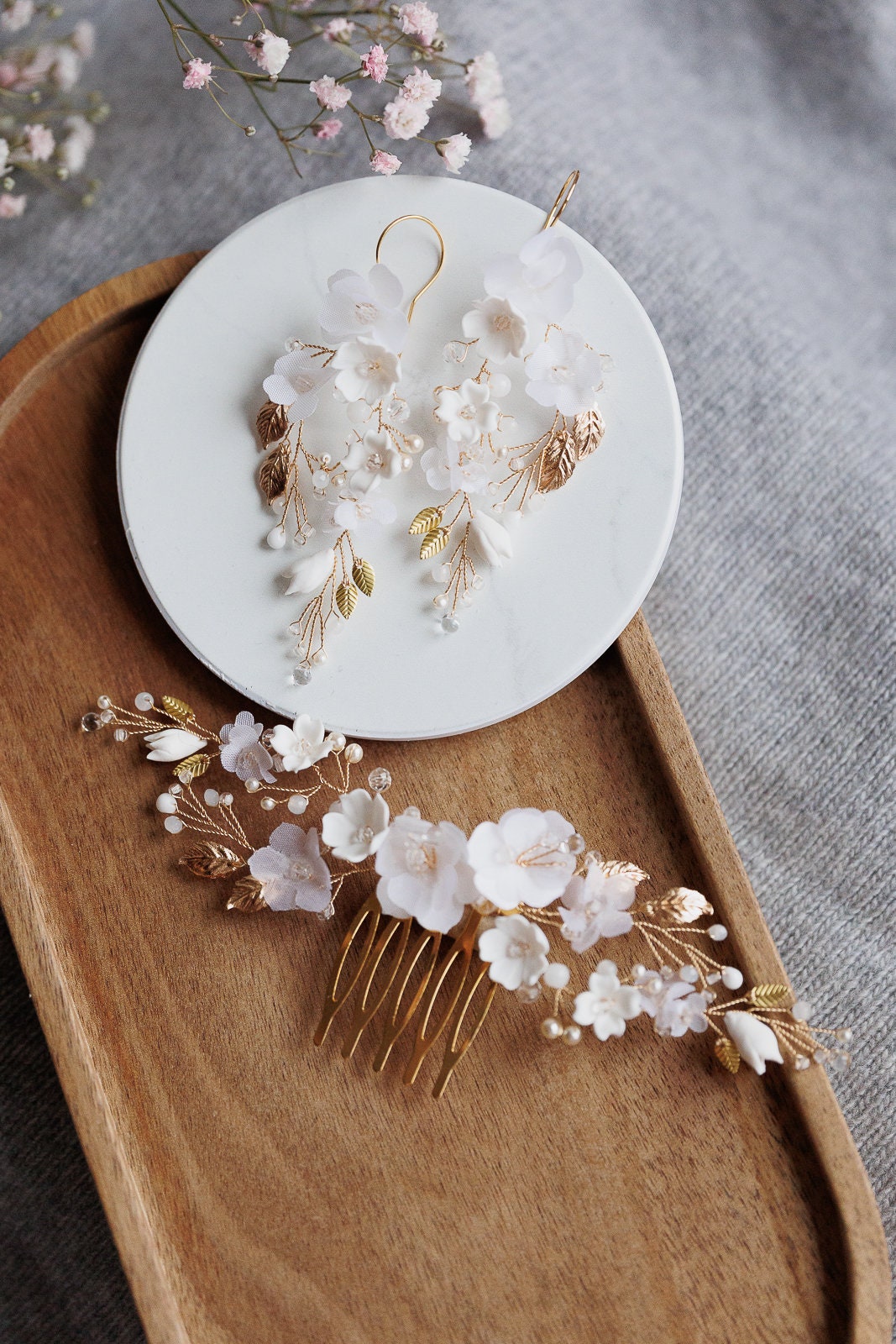 Capri - Boho Hochzeitshaarkamm mit Seidenblumen