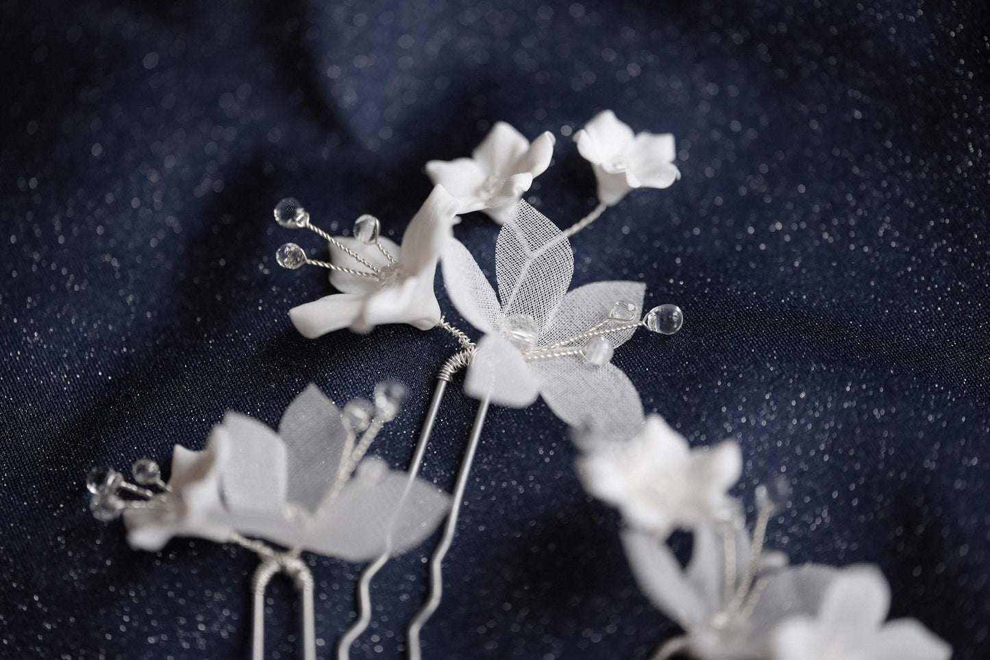Mistianaa - Weiße Blumen Haarnadeln für die Hochzeit