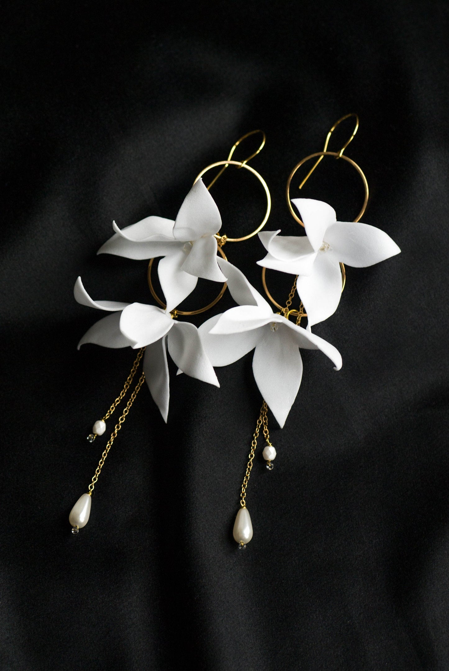Helen Pearl - Blumen Hochzeitsohrringe