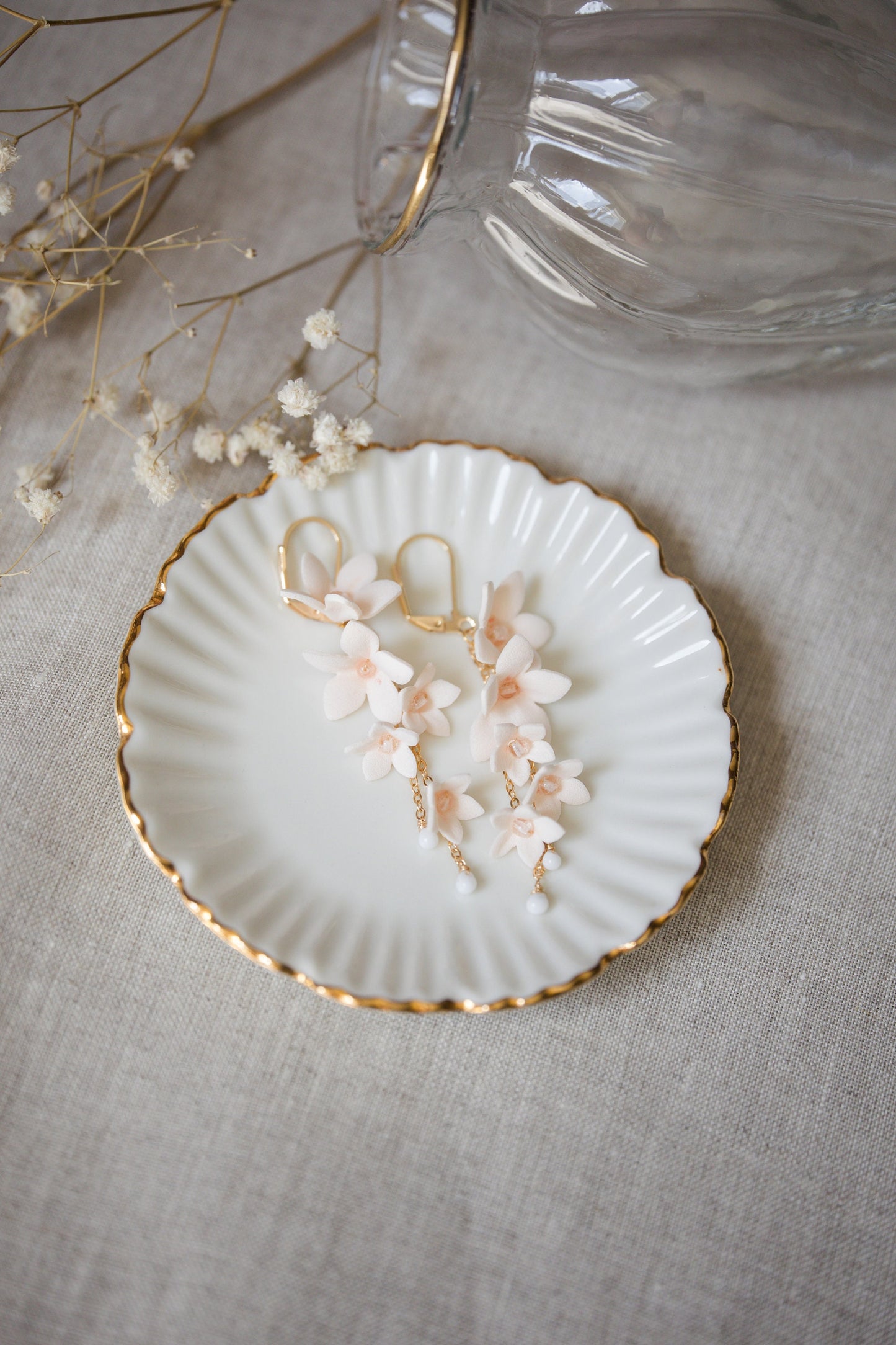 Blush Helenka - Blumen Hochzeitsohrringe