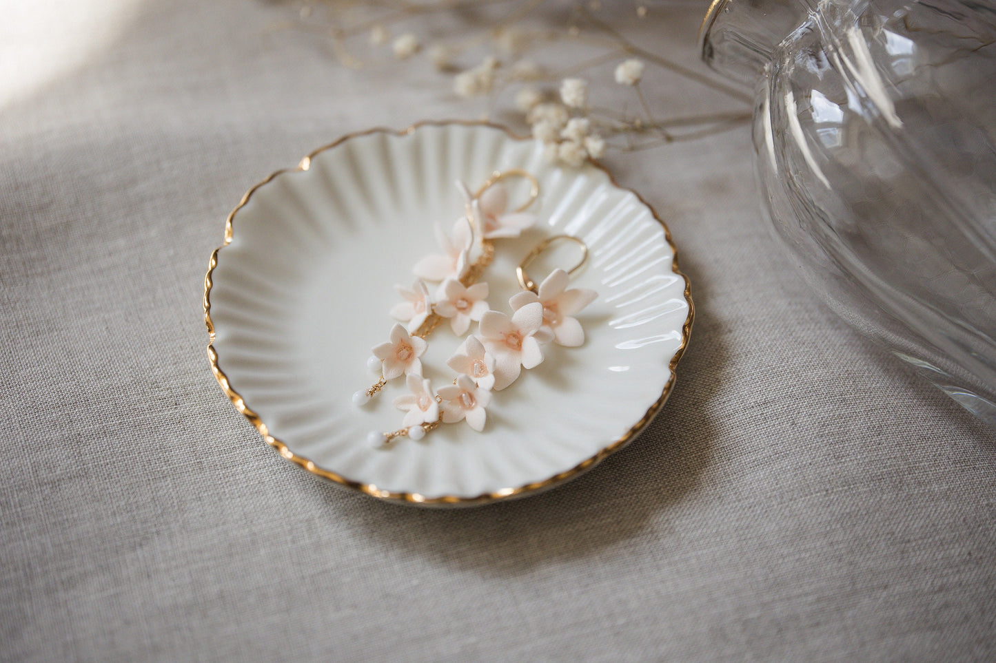 Blush Helenka - Blumen Hochzeitsohrringe