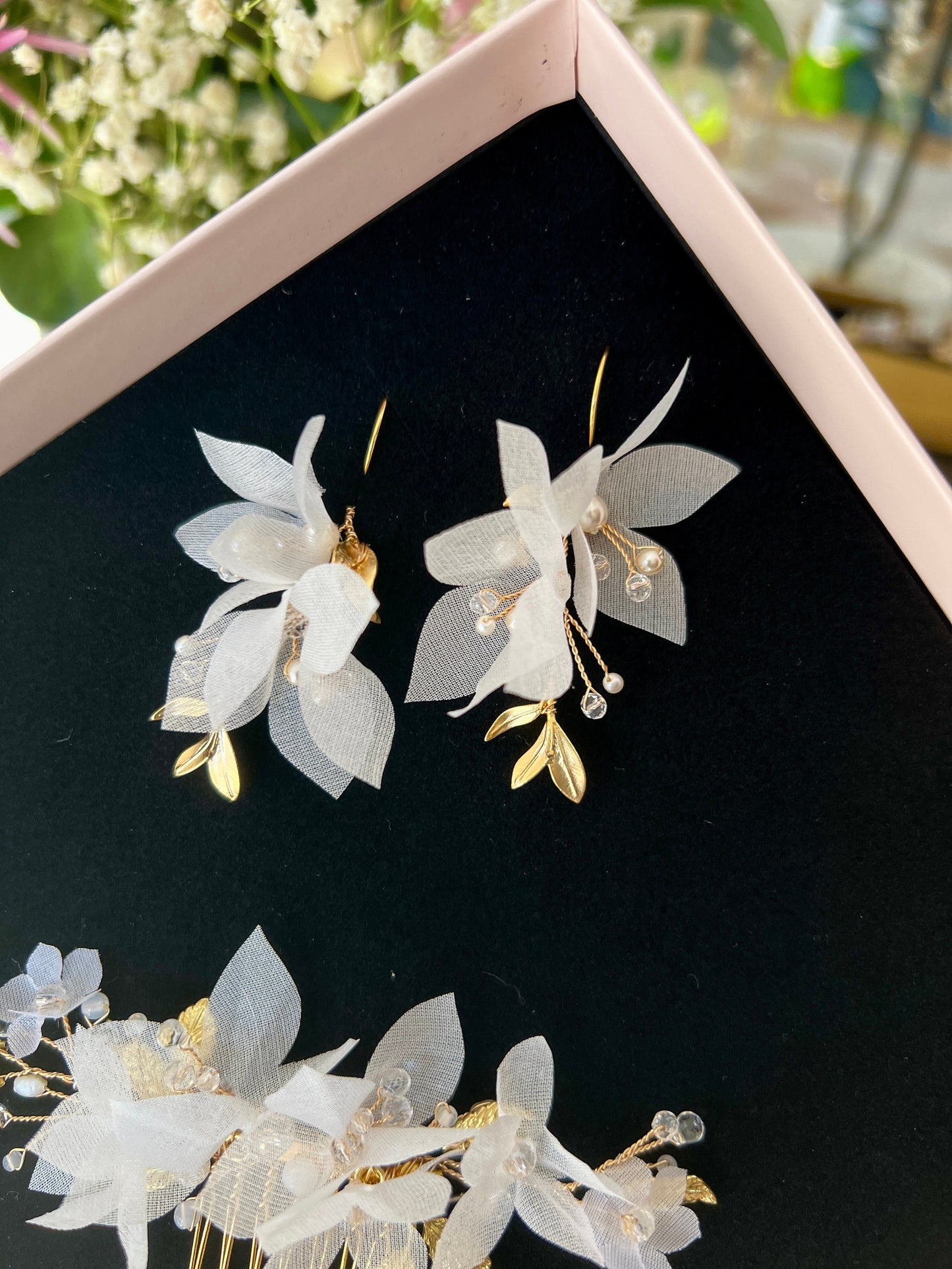 Hochzeitsschmuckset - Ohrringe & Haarkamm