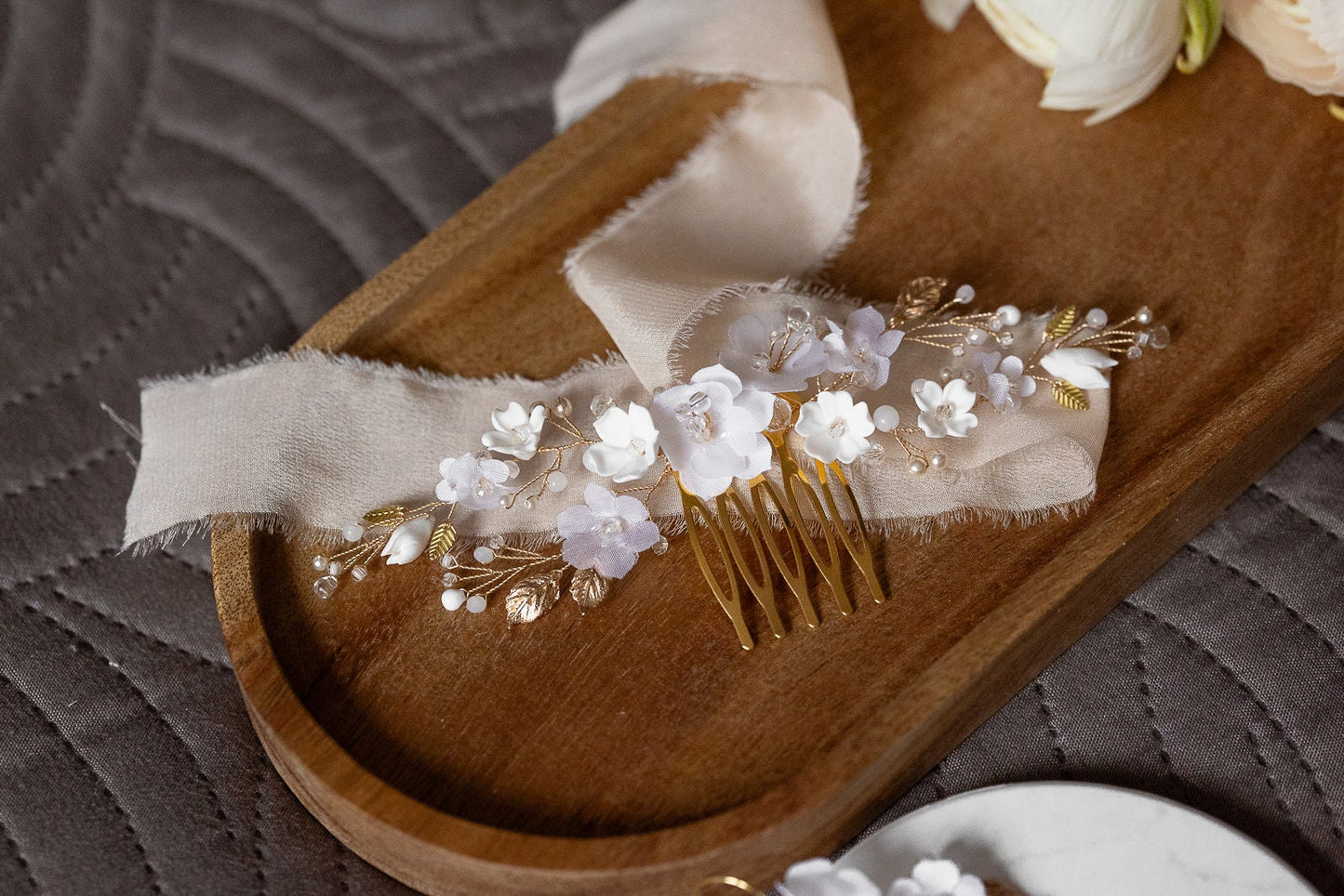 Capri - Boho Hochzeitshaarkamm mit Seidenblumen