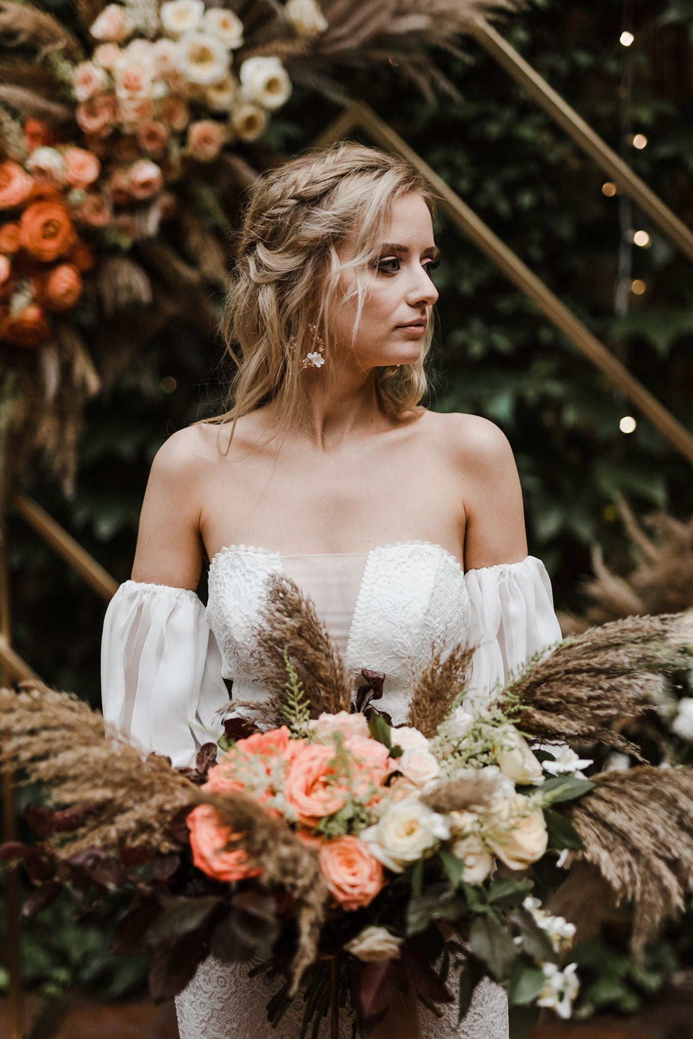 Boho Braut Ohrringe, Blumen Große Ohrringe, Boho Braut Accessoires, Boho Braut Schmuck, Florale Ohrringe, Hochzeit Ohrringe Blumen