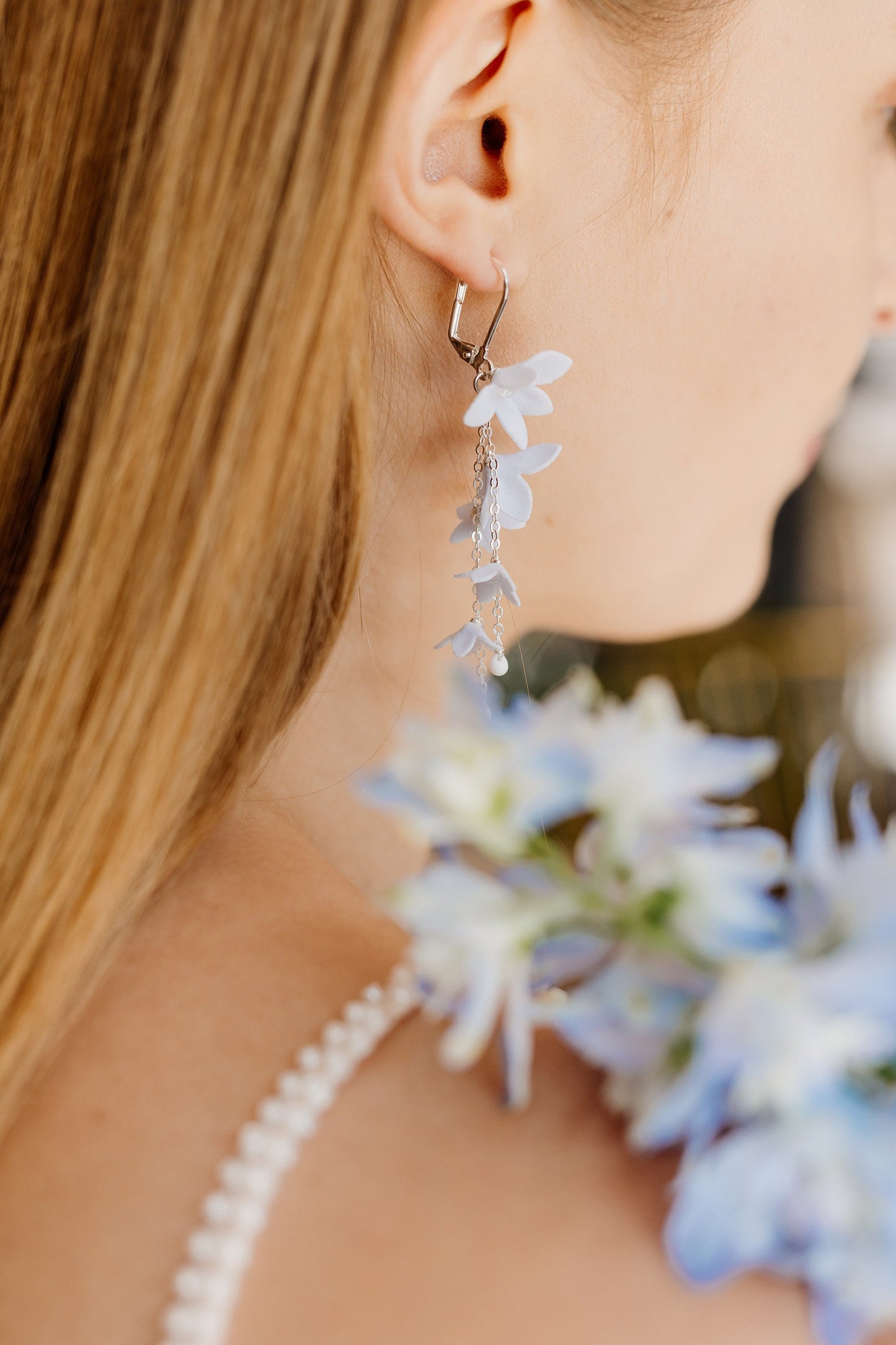 Blue Helenka - Hellblaue Hochzeitsohrringe