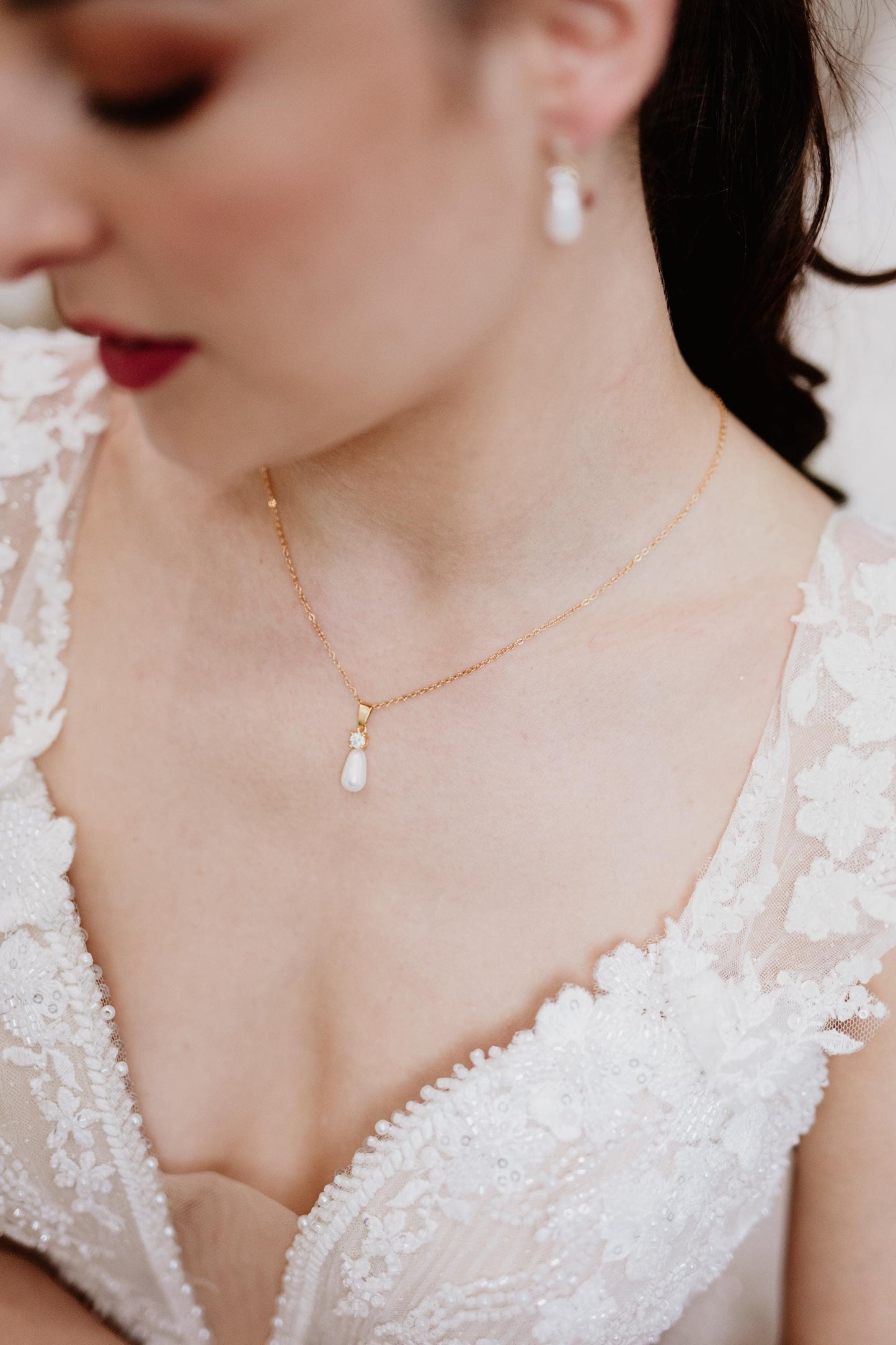 Martina - Martina - Klassisches Hochzeitsschmuckset Ohrringe &amp; Halskette