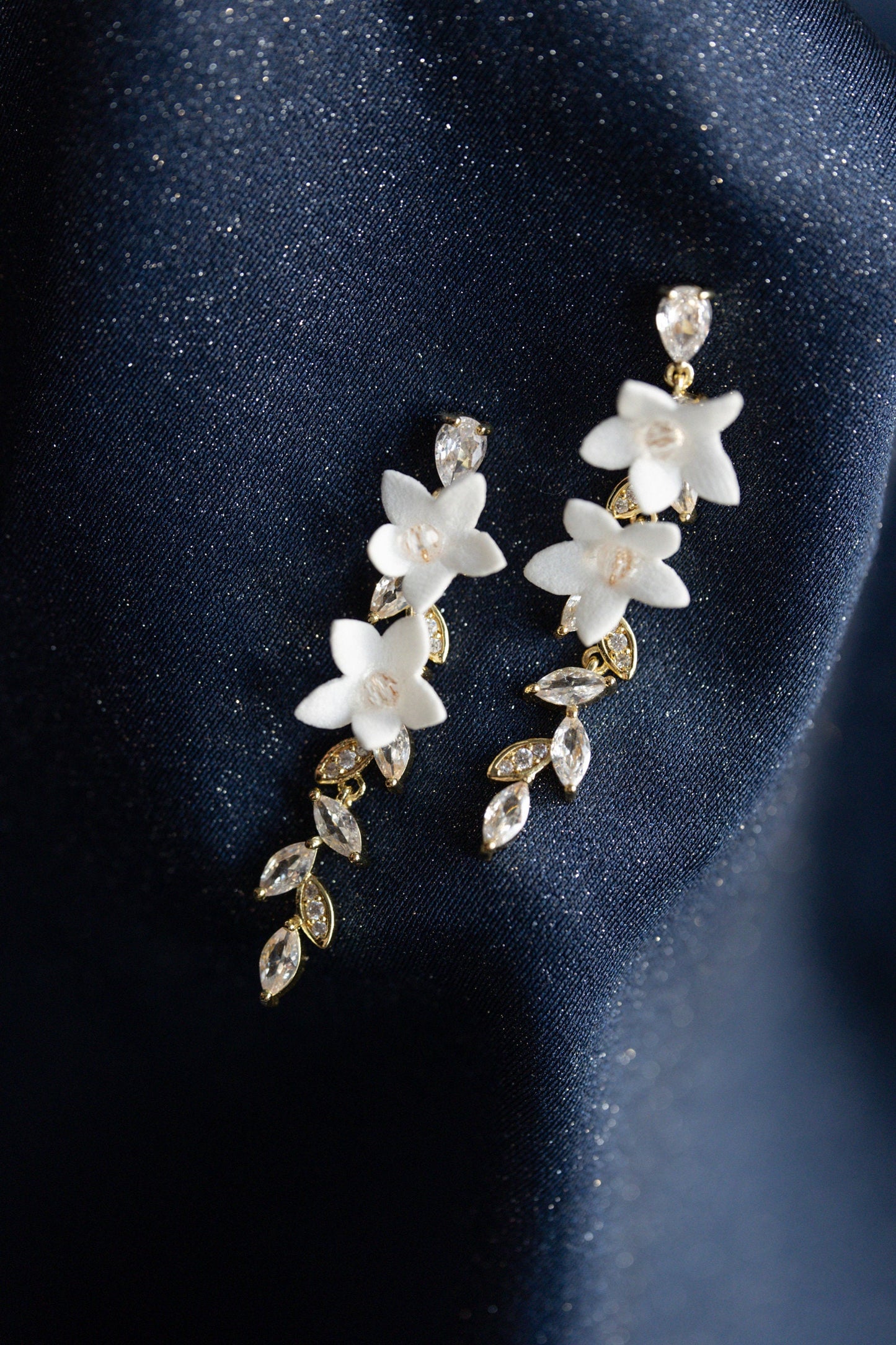 Holly - Cubic Zirconia Earrings with Flowers