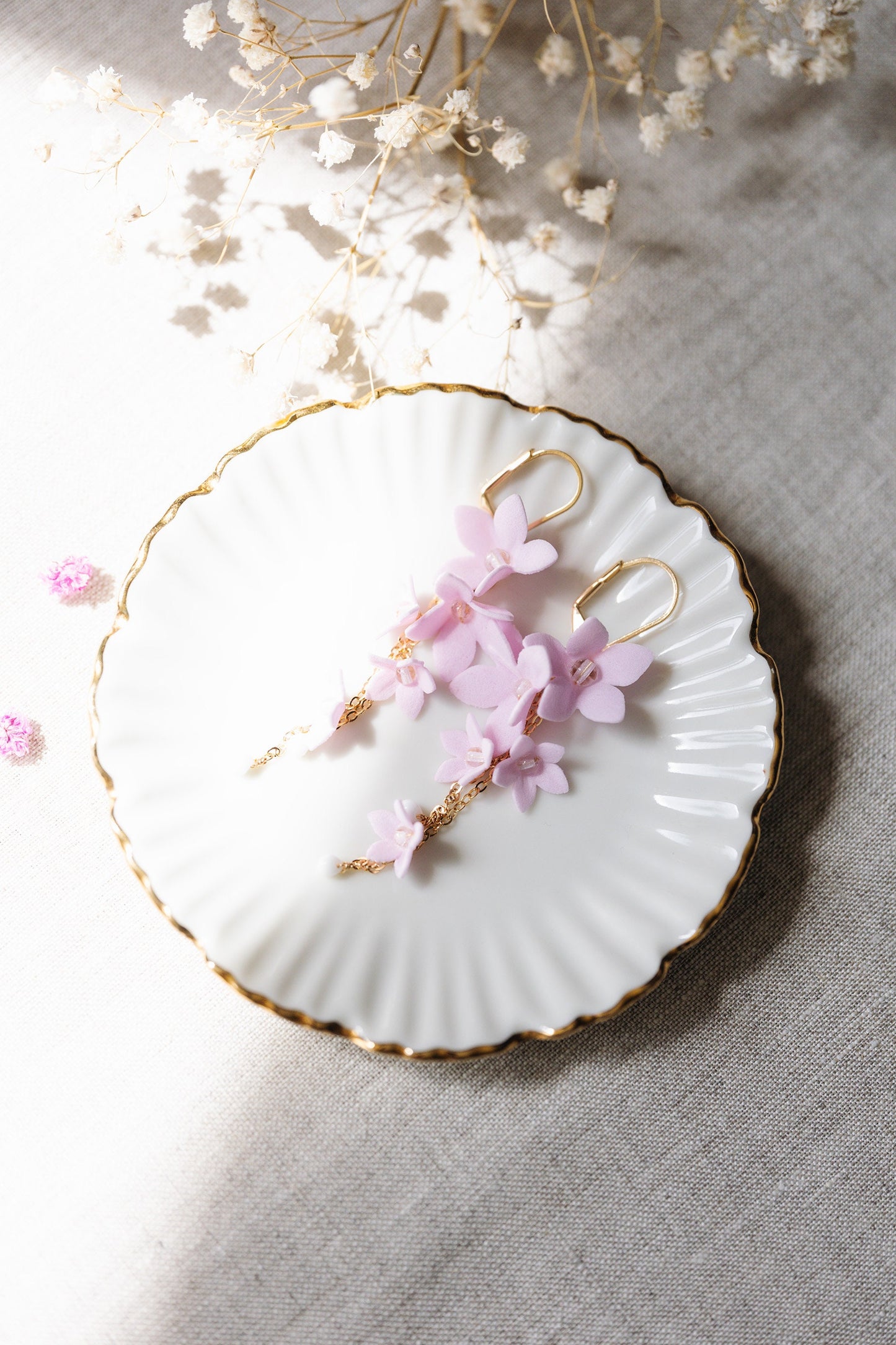 Hellrosa Helenka - Blumen Hochzeitsohrringe