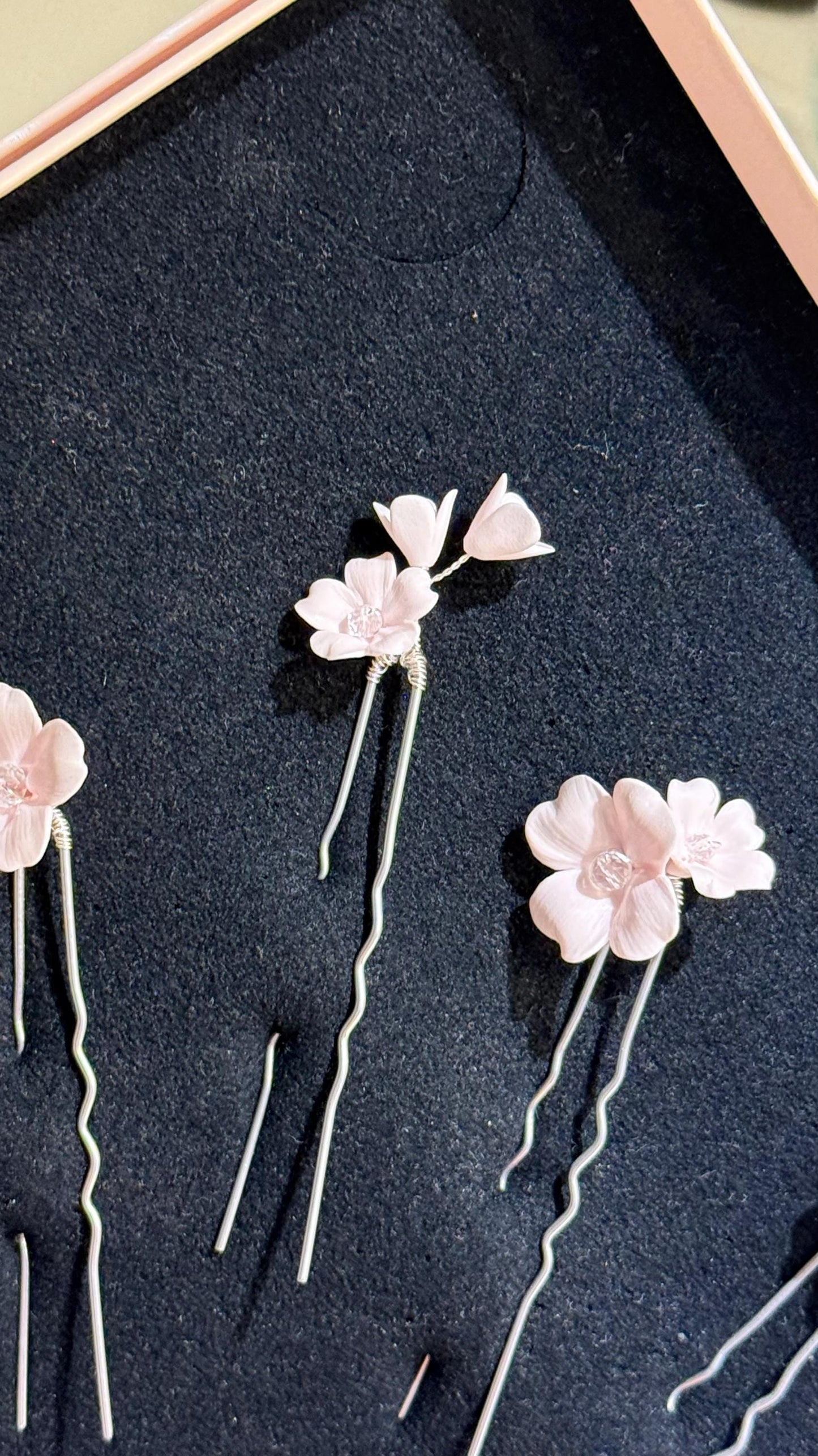 4 hellrosa Blumen Haarnadeln für die Hochzeit