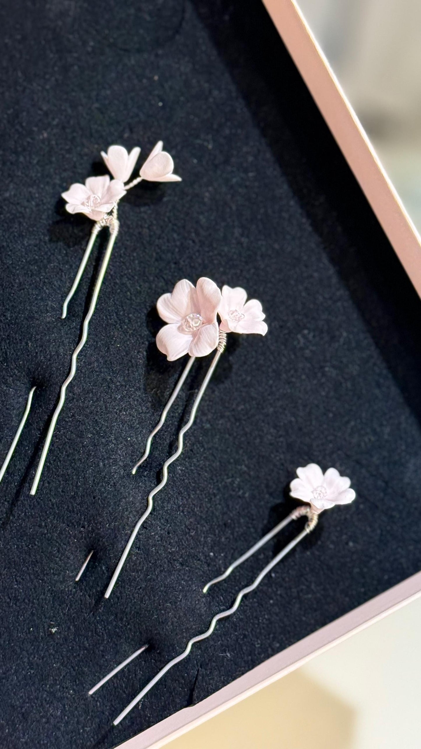 4 hellrosa Blumen Haarnadeln für die Hochzeit