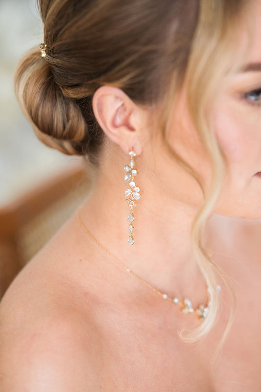 Sparkle - Lange Kristall-Hochzeitsohrringe