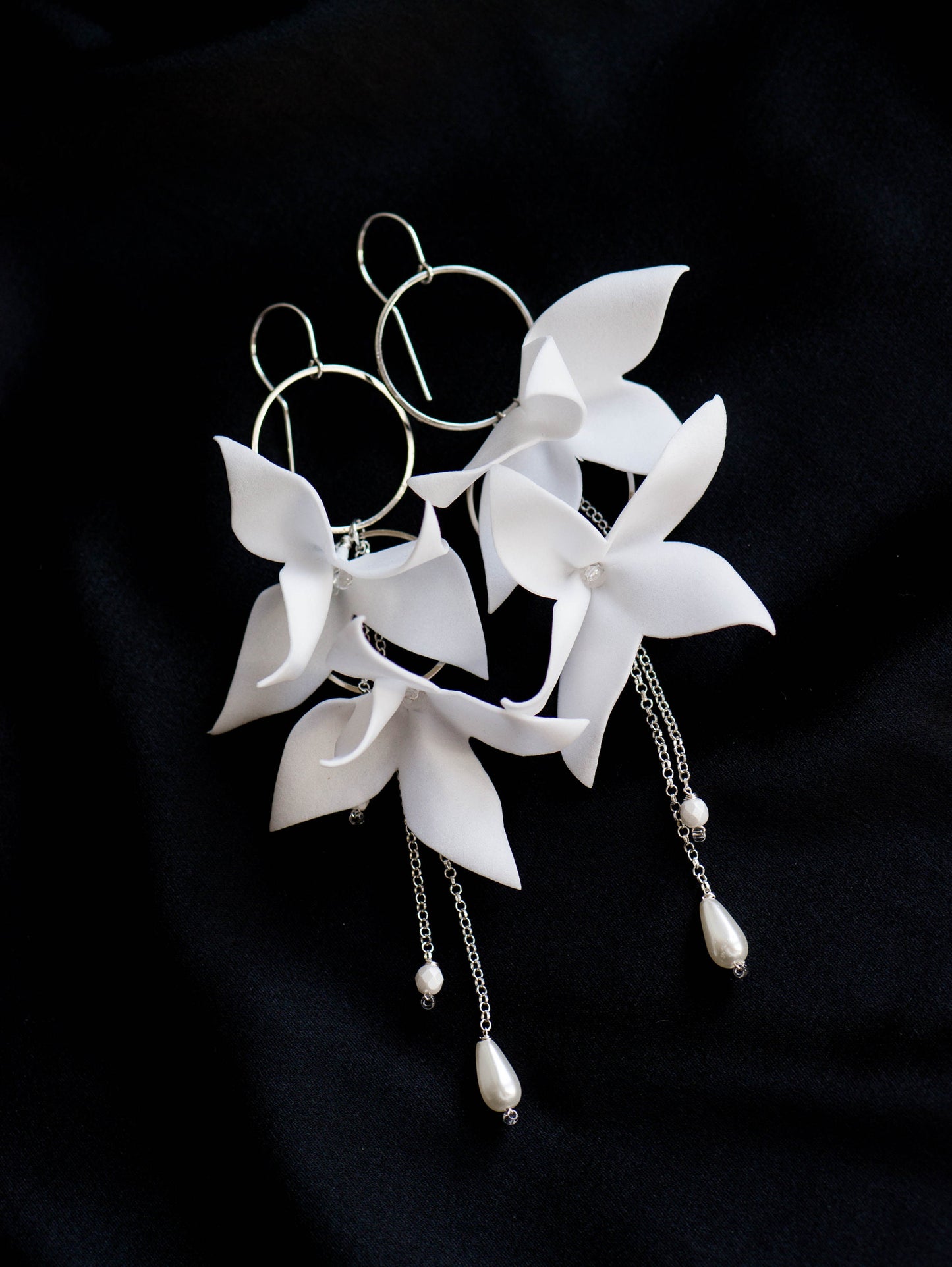Helen Pearl - Blumen Hochzeitsohrringe
