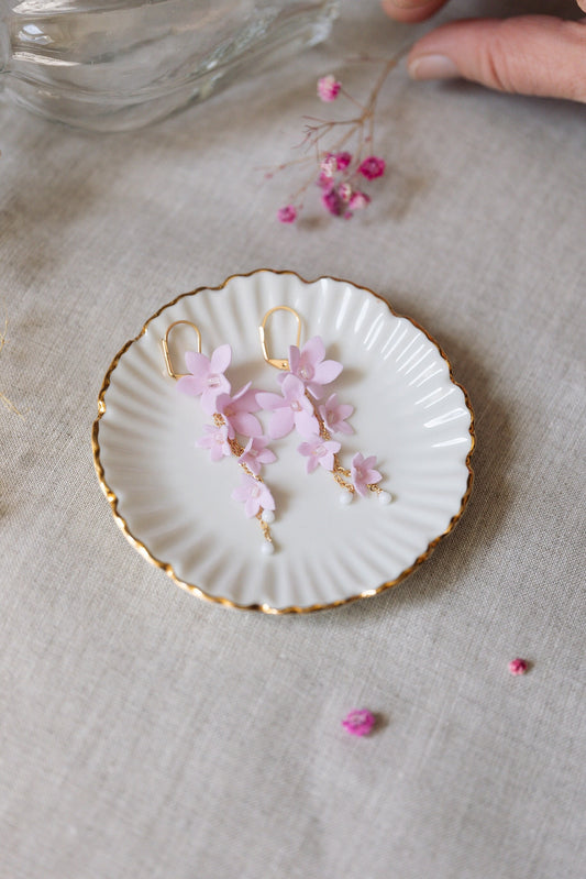 Hellrosa Helenka - Blumen Hochzeitsohrringe
