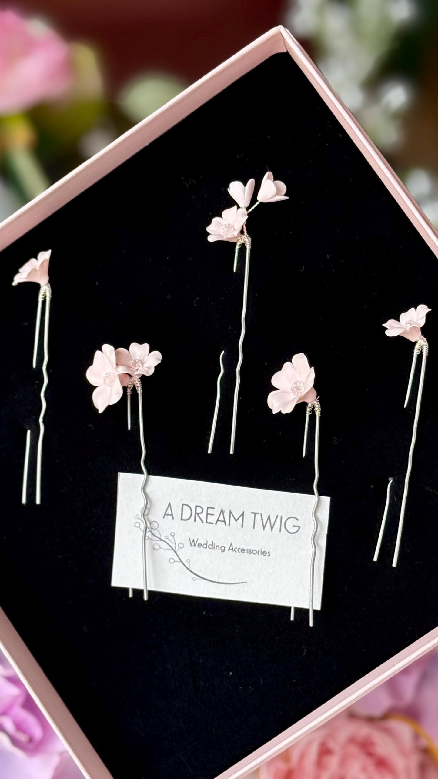 4 hellrosa Blumen Haarnadeln für die Hochzeit