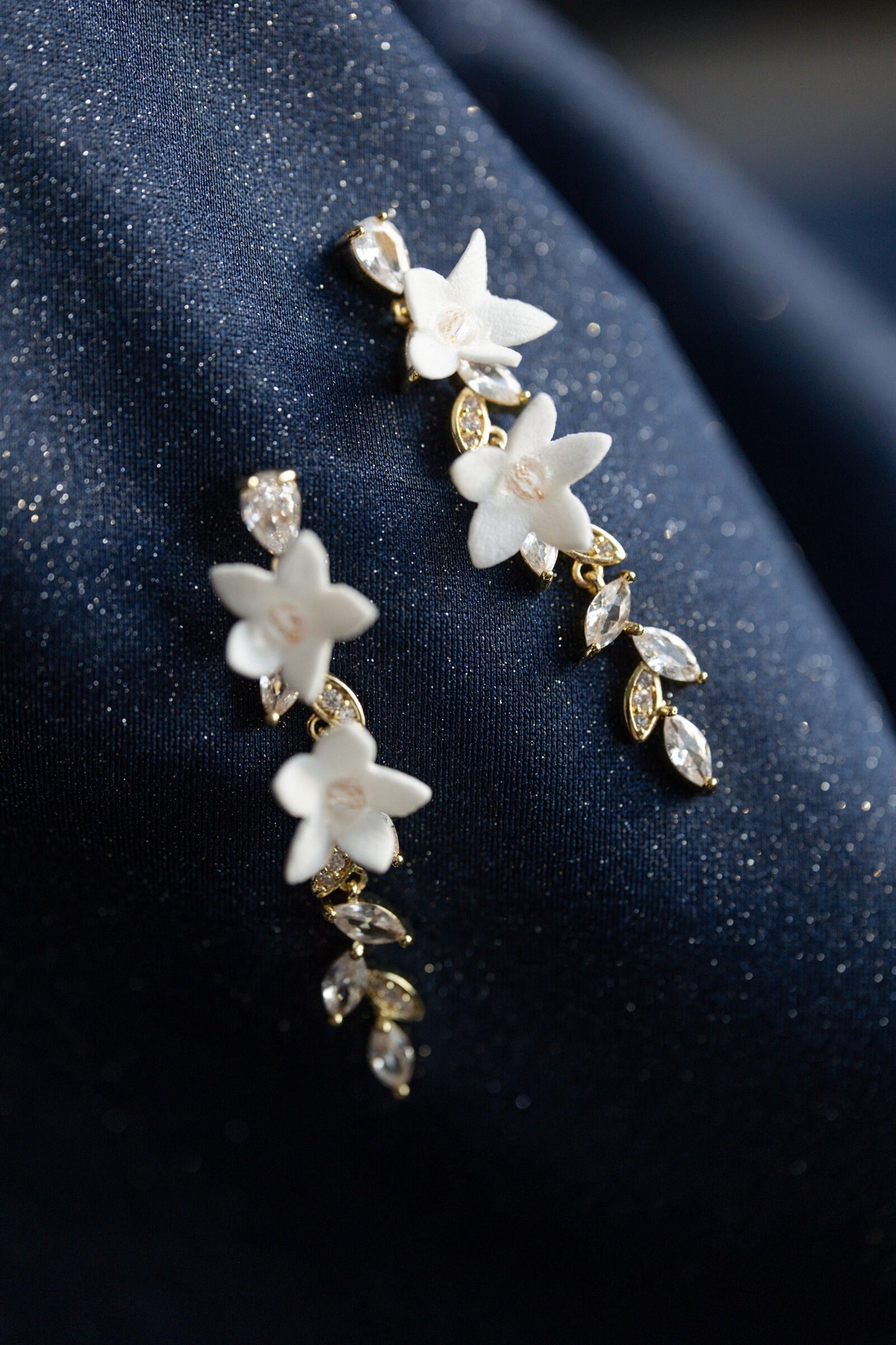 Holly - Cubic Zirconia Earrings with Flowers
