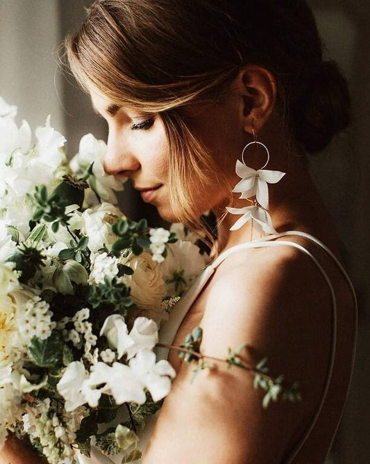 Helen Pearl - Blumen Hochzeitsohrringe