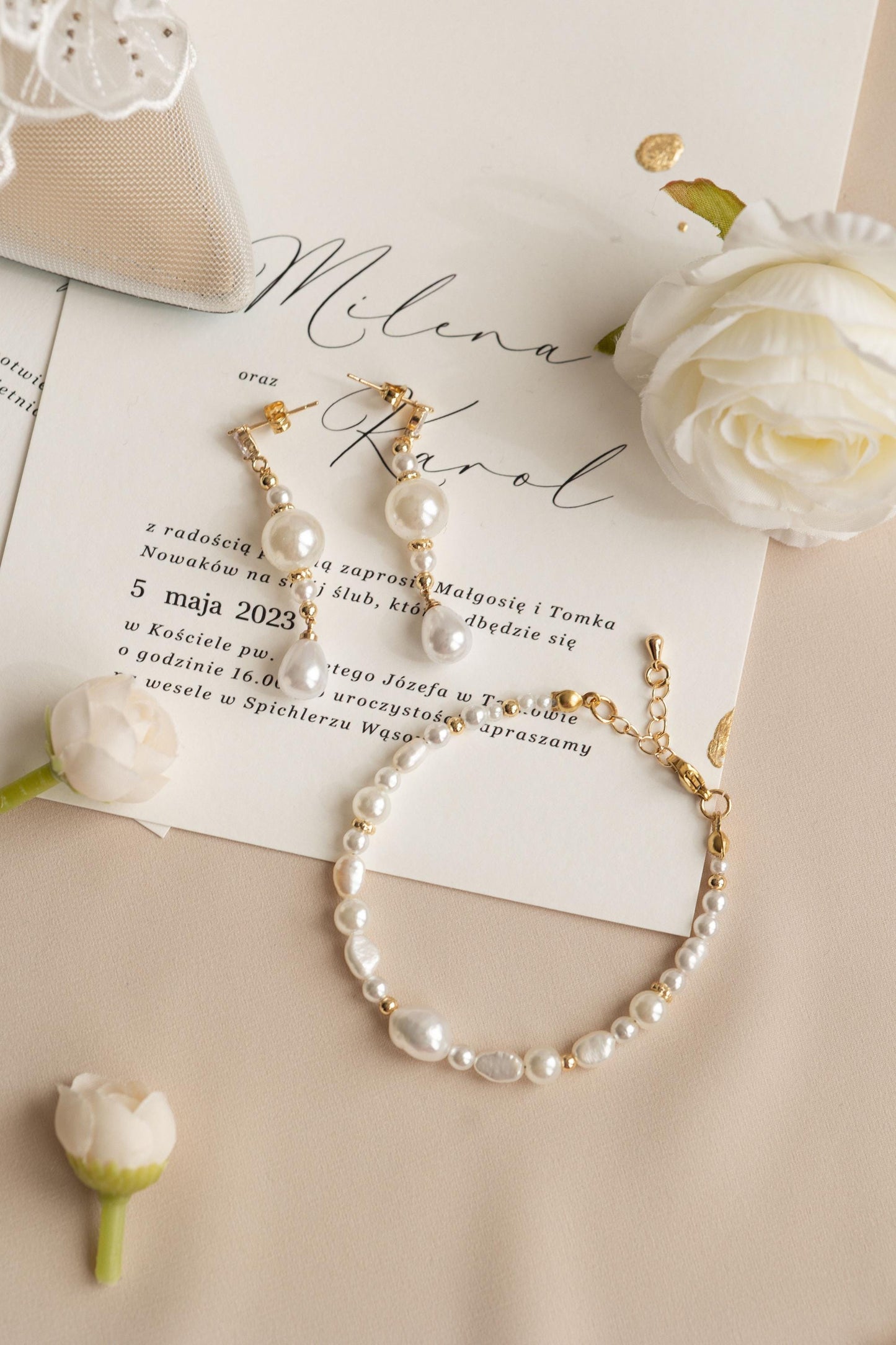 Mini Marchesa - Hochzeitsarmband mit Süßwasserperlen