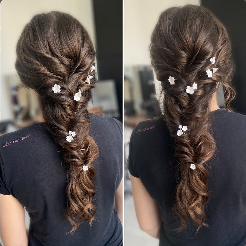 Madlen - Weiße Blumen Haarnadeln für die Hochzeit