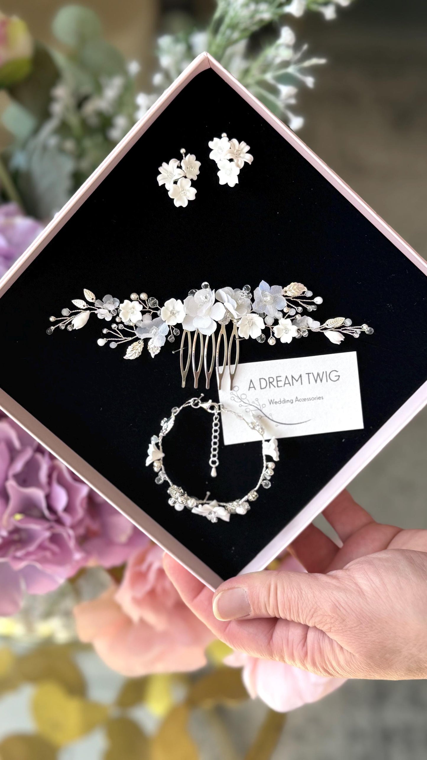 Capri - Boho Hochzeitshaarkamm mit Seidenblumen
