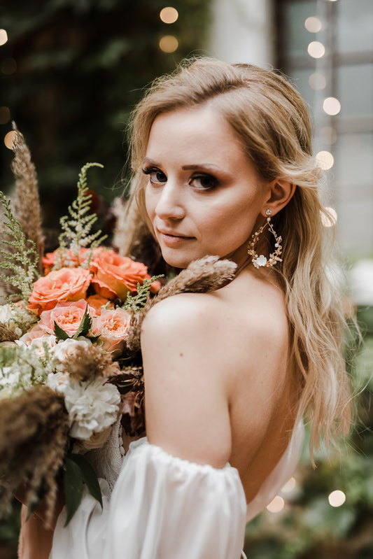 Boho Braut Ohrringe, Blumen Große Ohrringe, Boho Braut Accessoires, Boho Braut Schmuck, Florale Ohrringe, Hochzeit Ohrringe Blumen