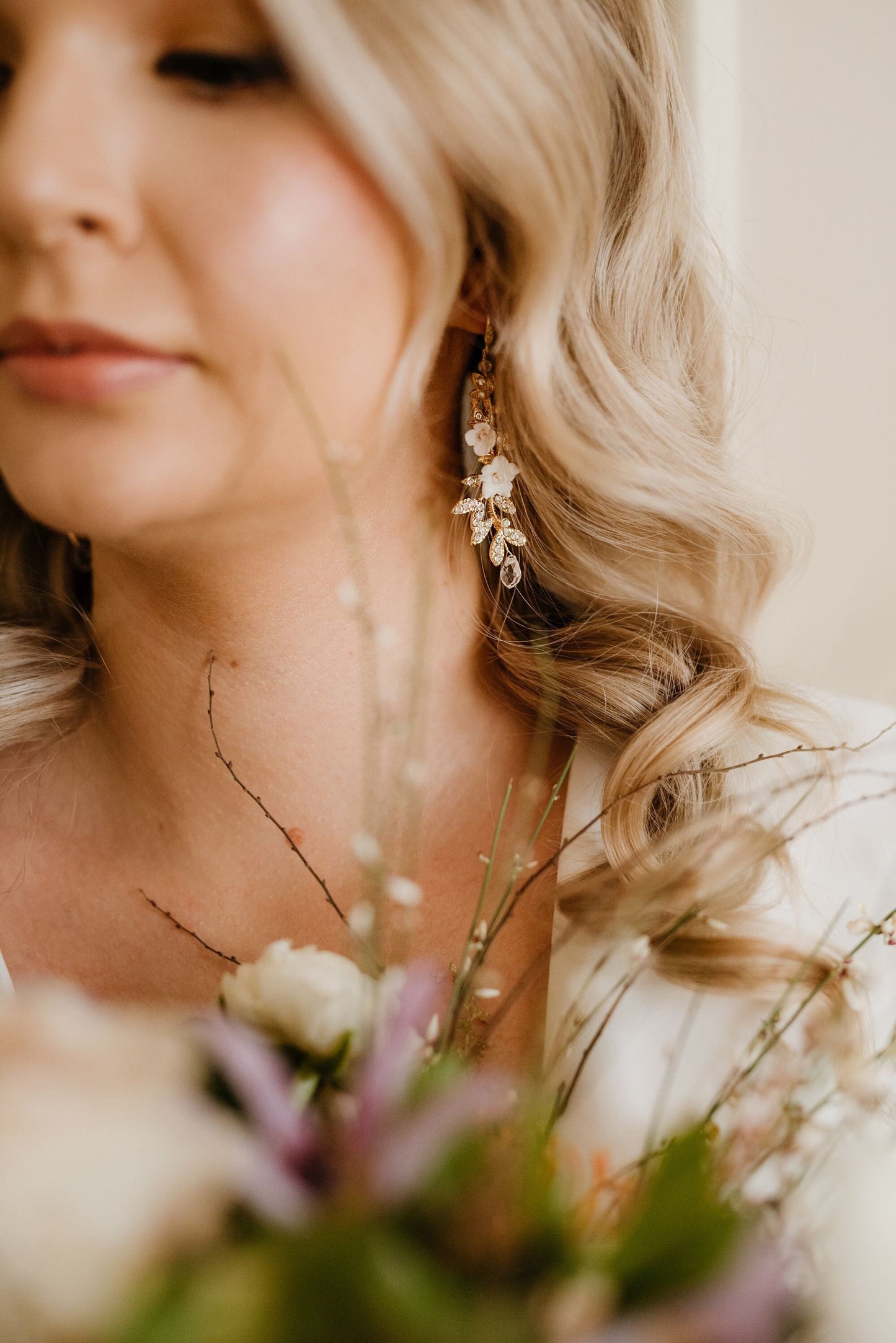 Harper - Boho Brautohrringe mit Zirkonzweigen