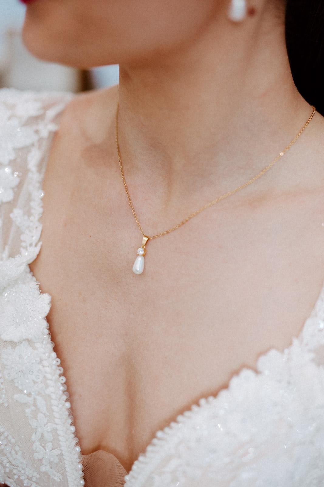 Martina - Martina - Klassisches Hochzeitsschmuckset Ohrringe &amp; Halskette
