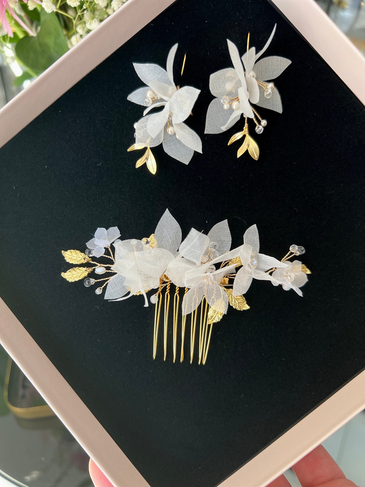 Hochzeitsschmuckset - Ohrringe &amp; Haarkamm