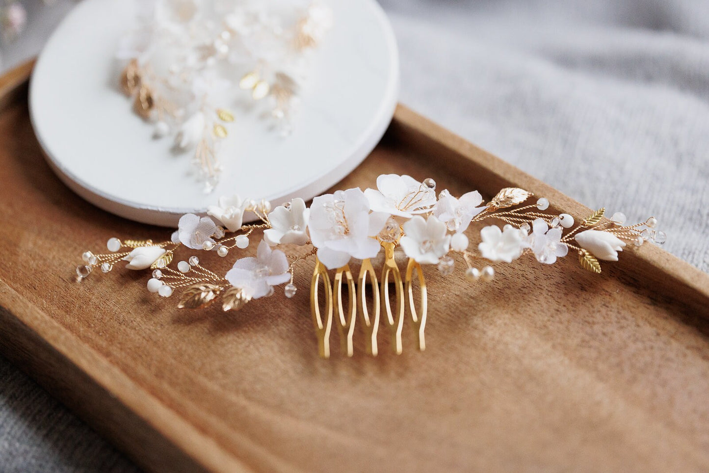 Capri - Boho Hochzeitshaarkamm mit Seidenblumen