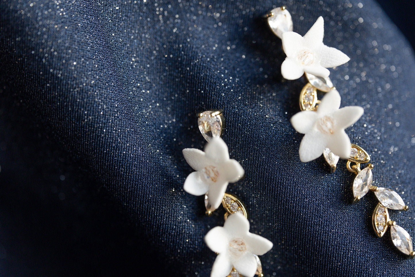 Holly - Cubic Zirconia Earrings with Flowers