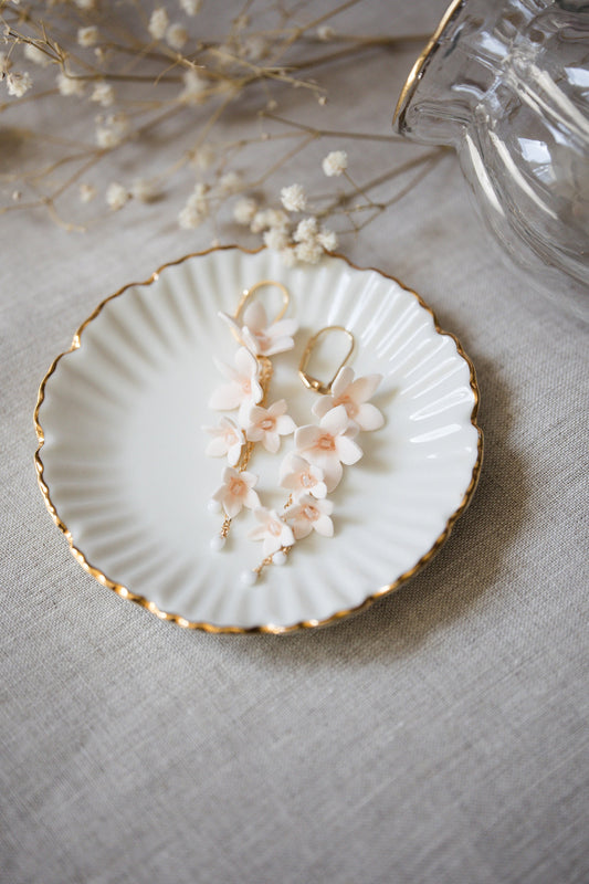 Blush Helenka - Blumen Hochzeitsohrringe